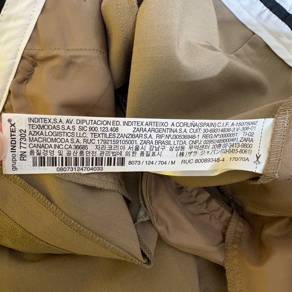 ZARA Womens Wide Leg Culottes Palazzo Trousers M Brown Pleated High Waist Office - Picture 11 of 14